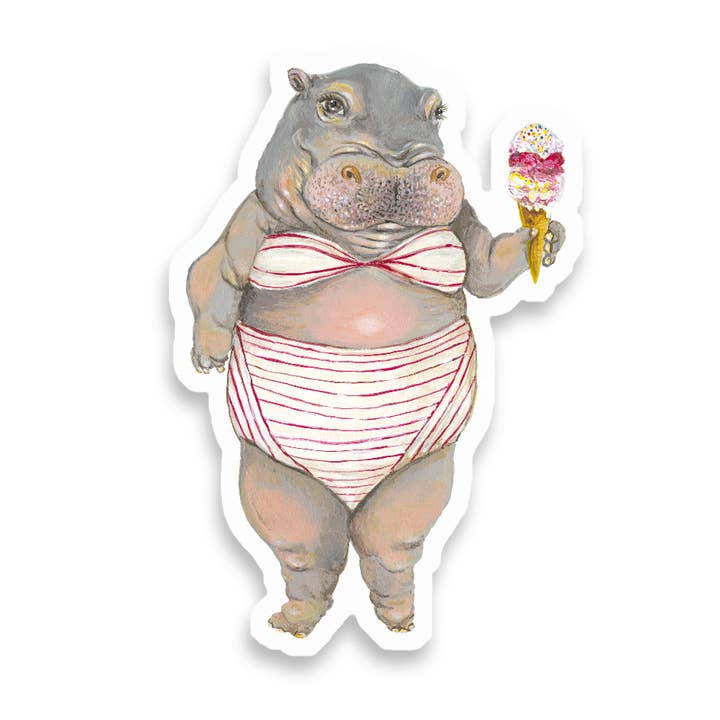 Vinyl Sticker // Hippo // Die Cut Vinyl Sticker for wholesale by Jahna Vashti