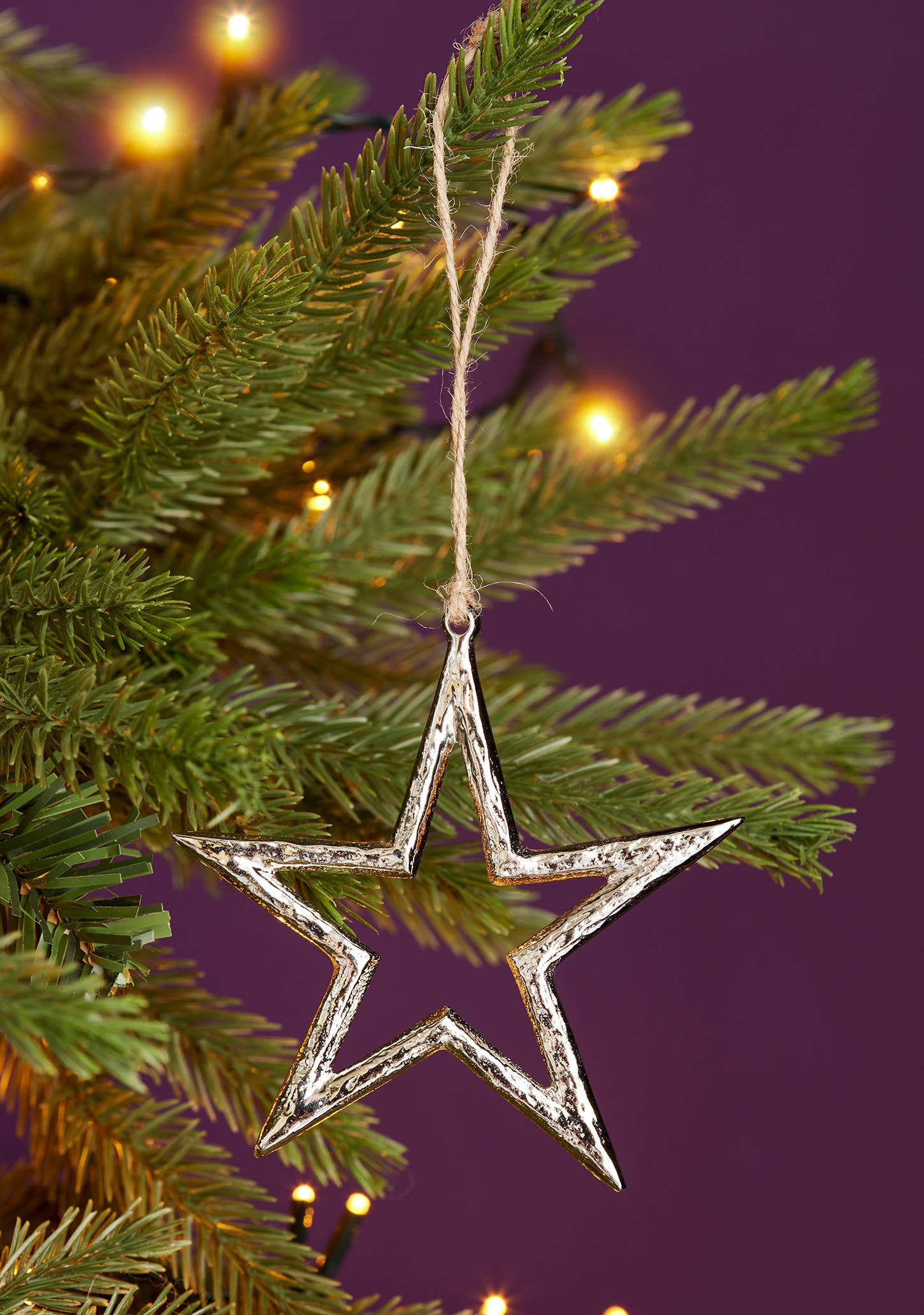 Namaste - Wholesale Ornament - Silver finish star decoration, recycled aluminium