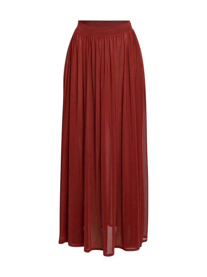 Sheer mesh maxi skirt with shorts lining for wholesale by K Too