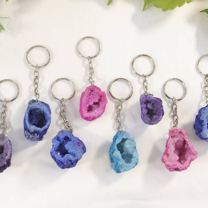 Natures Artifacts Inc - Wholesale Keychain - Unisex - Rainbow Agate Geode Key chains | Gemstone Key Chains3