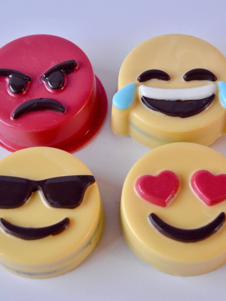 Chocolate Covered Emoji Oreos (set of 4) for wholesale by Chocolates Unlimited by Denise