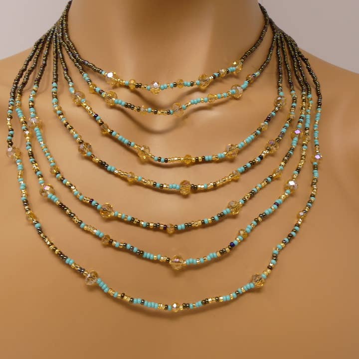 DIAMANTI DESIGNS - Wholesale Beaded/Pearl Necklace - Millie Multi-Strand Necklace with Crystals