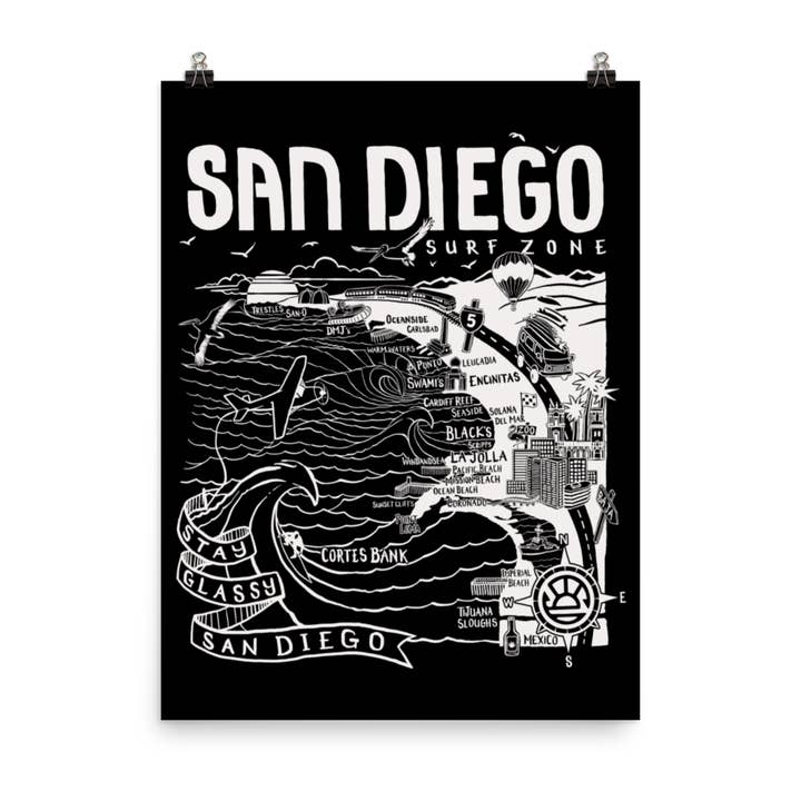 SAN DIEGO Kaart Poster voor wholesale door Distant Local