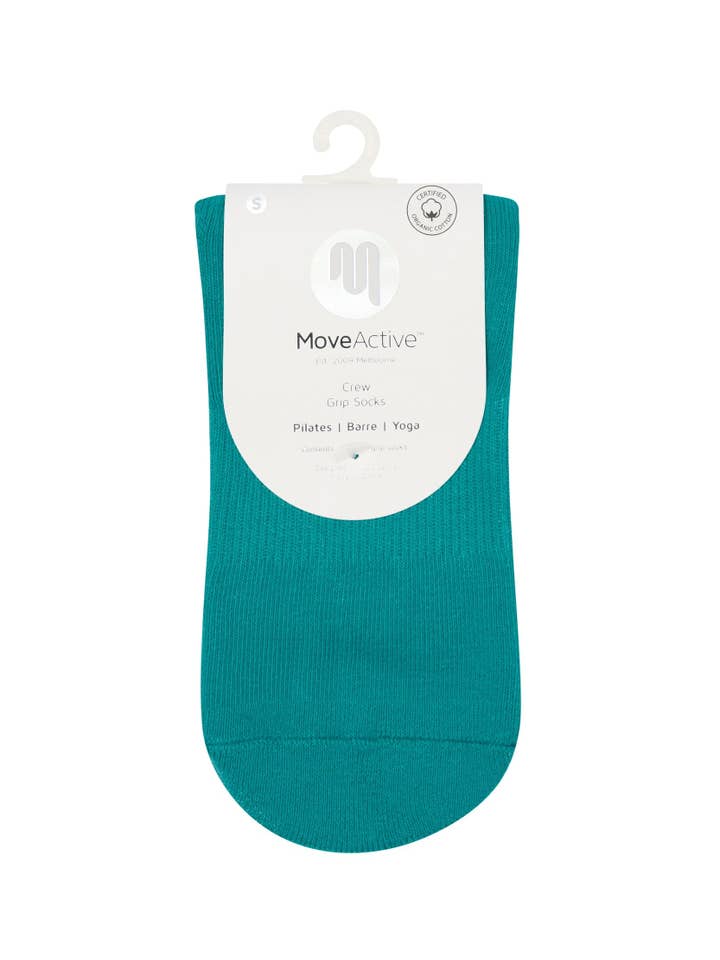 MoveActive - Wholesale Socks - Women's - Crew Non Slip Grip Socks - Tuscan Teal Stripe