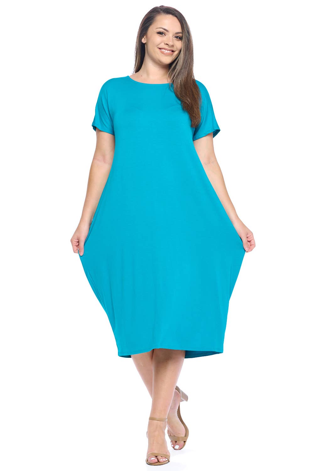 Allium - Wholesale Dress - Women's - Plus Size Cocoon Maxi Dress with Dolman Sleeves5