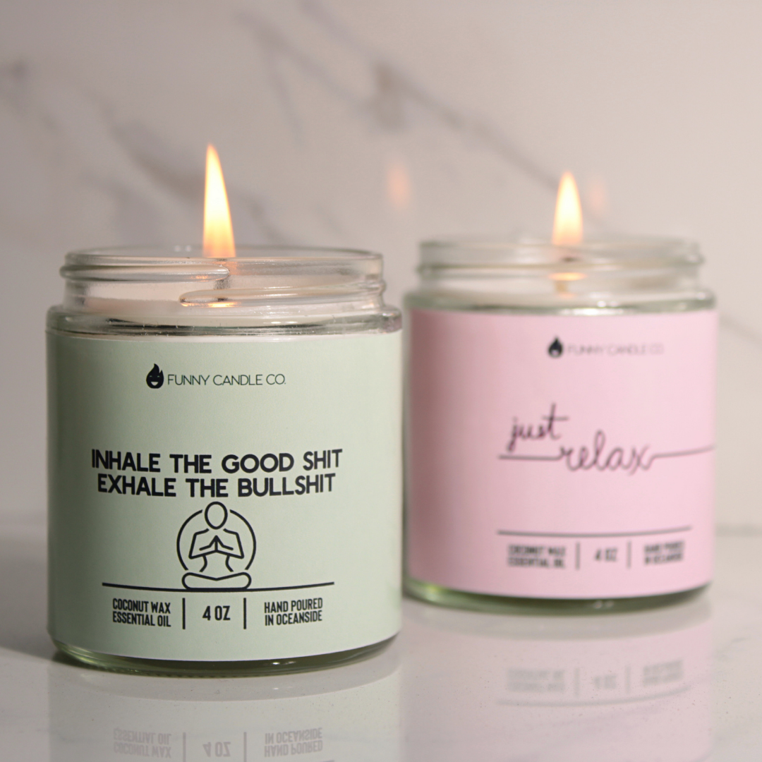 Funny Flames Candle Co - Les Creme - Wholesale Jar/Filled Candle - Inhale The Good Sh*t, Exhale The Bullsh*t (green)6