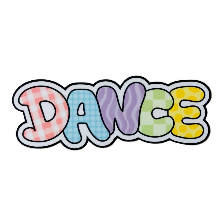 Patterned Puffy DANCE Sticker, 4" x 1.49 for wholesale by Denali & Co.