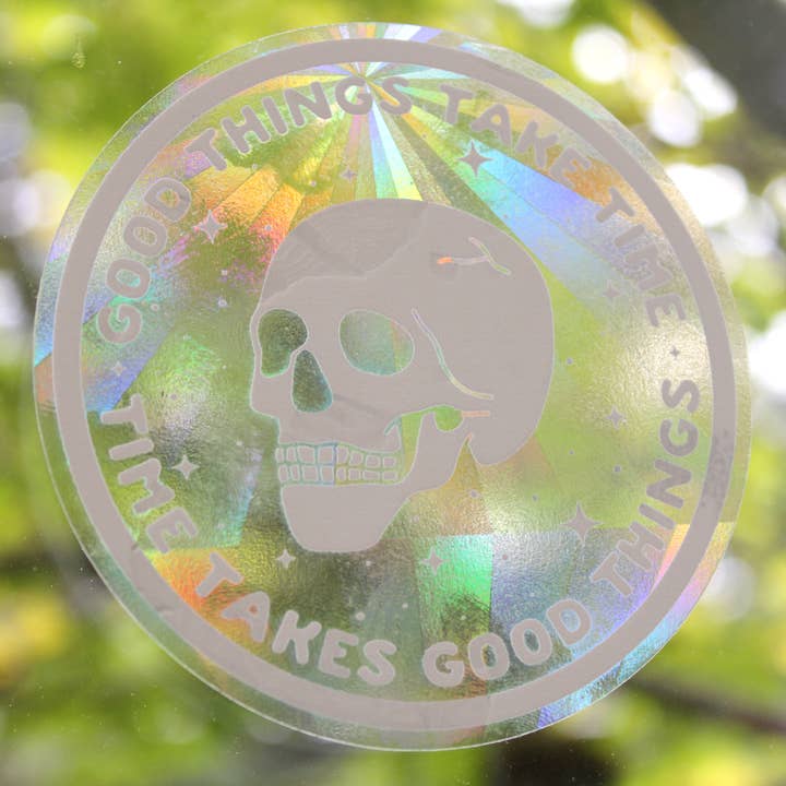 Good Things Take Time Suncatcher Decal for wholesale by SheeleyCo