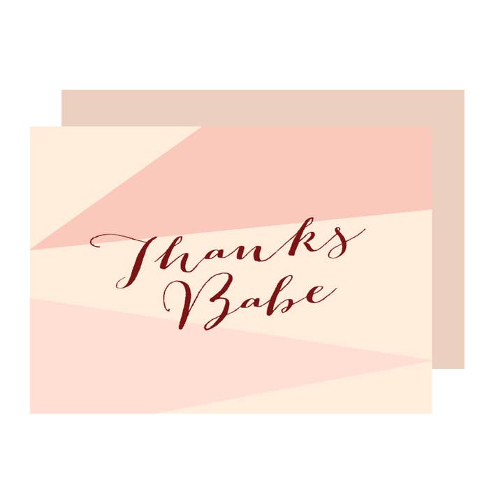 Thanks Babe Greeting Card for wholesale by Aims Moon Paperie