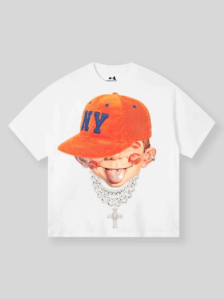 Neuman Boy Peaked Cap & Diamond Necklace Print T-Shirt for wholesale by NOISSEY