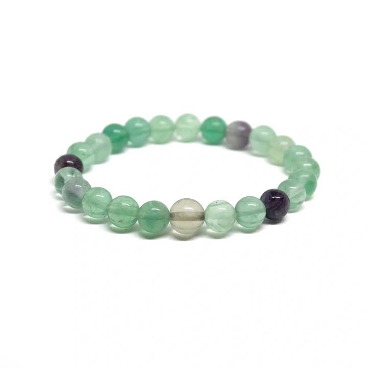 Namu Baru Inc. - Wholesale Beaded Bracelet - Large Size Rainbow Fluorite Beaded Bracelet Wrist Mala 10mm1