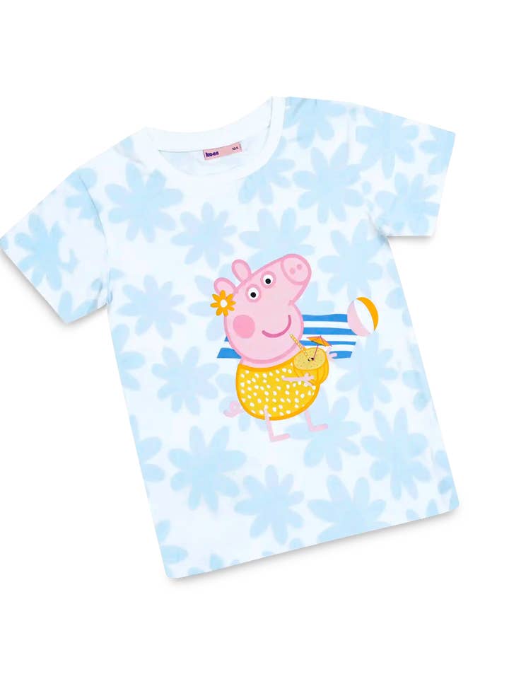 koaa – Peppa Pig "Summer Vibes" – T-shirt white/blue for wholesale by koaa