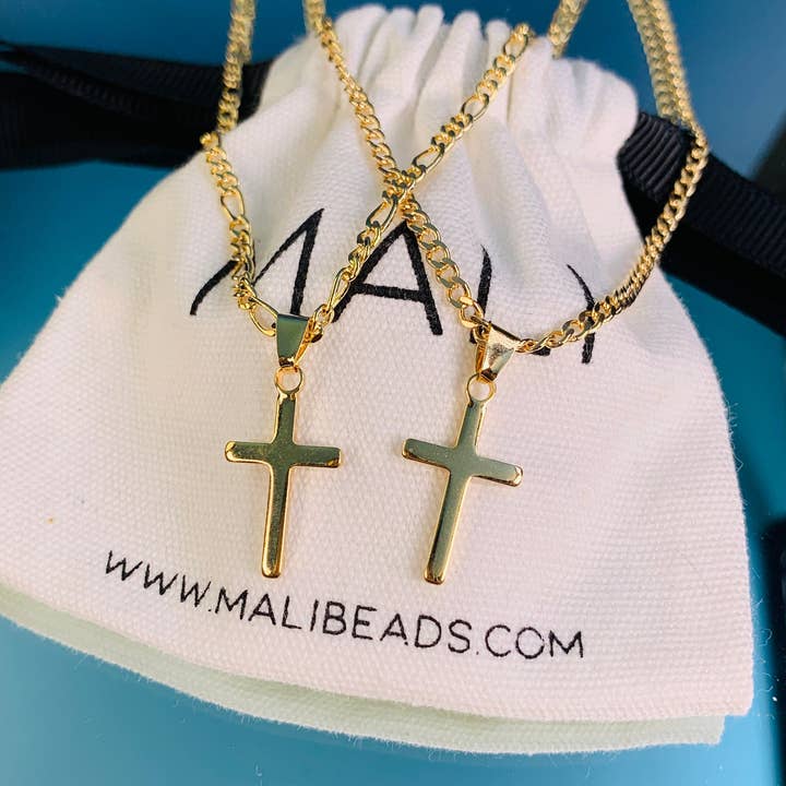 Mali Beads - Wholesale Kids Necklace - Kids - 18k Kids Cross Necklace - Thick Cross Design