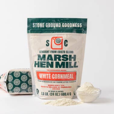 White Cornmeal 1.5 lb (12 Pack Case) for wholesale by Marsh Hen Mill