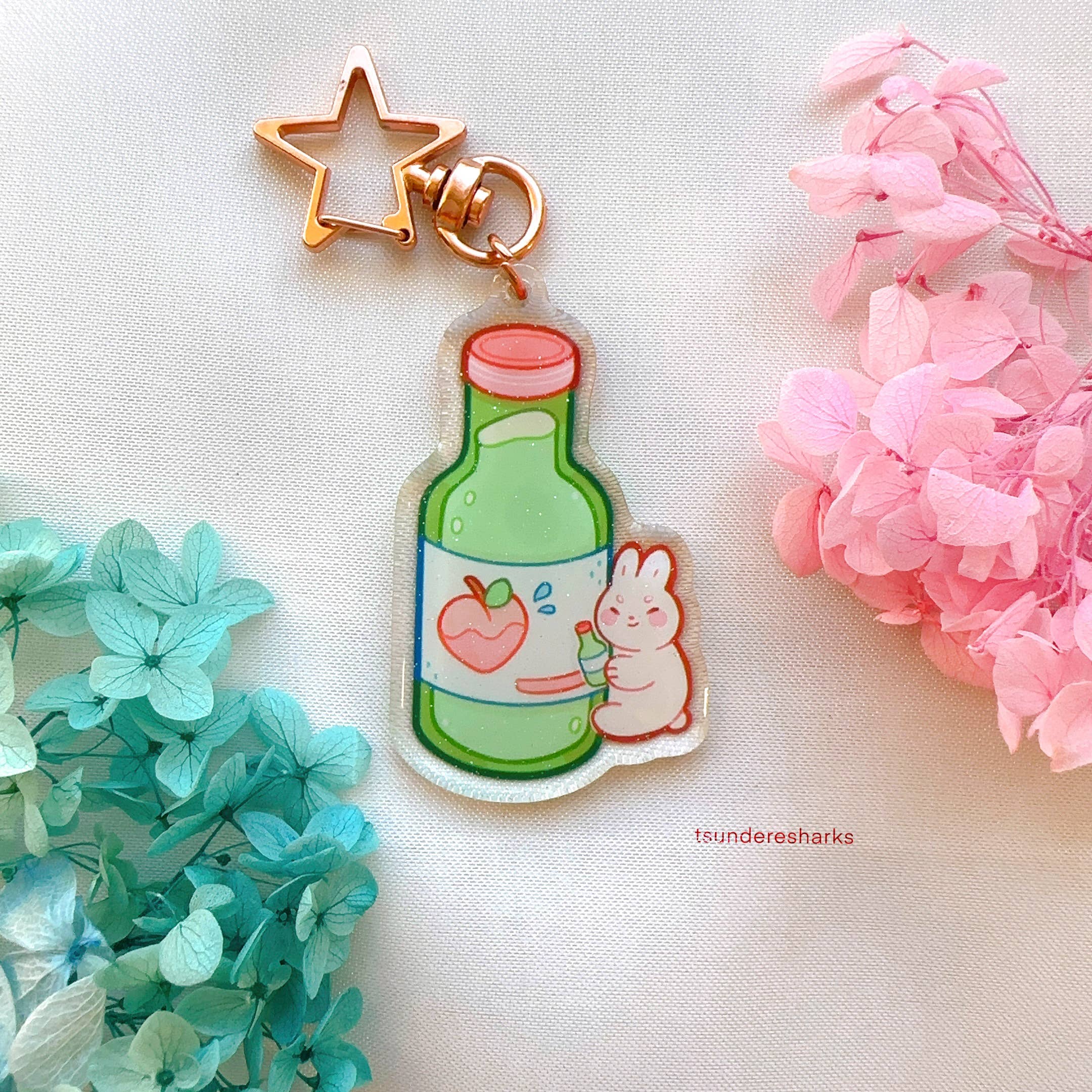 tsunderesharks - Wholesale Keychain - Women's - Yacute + Soju Bunny Glitter Acrylic Keychains4