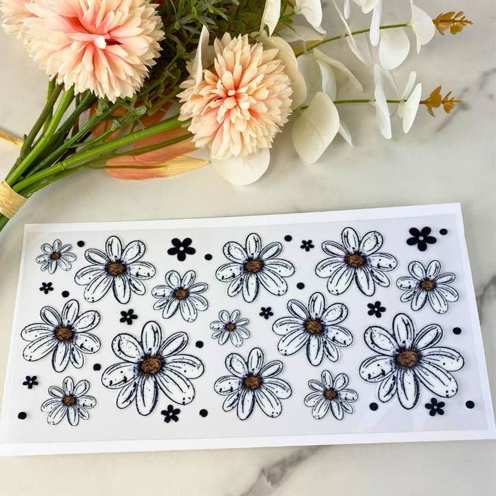 White Daisy | 16 oz UV DTF Wrap for wholesale by HKS Custom Designs