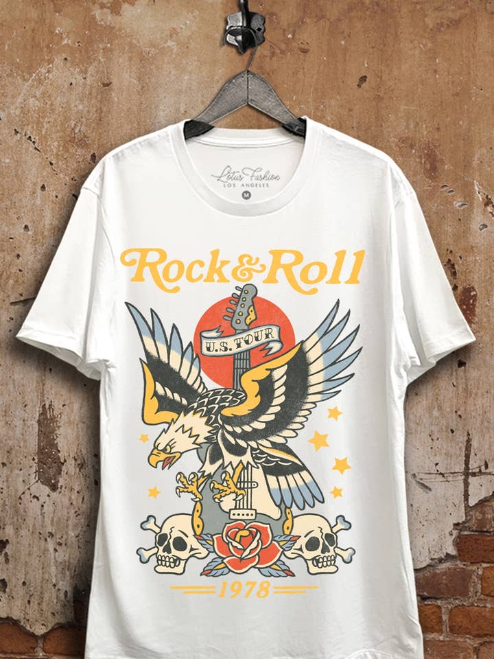 Lotus Fashion Collection - Wholesale T-Shirt (Graphic) - Women's - Rock & Roll Eagle Tattoo Graphic Top7
