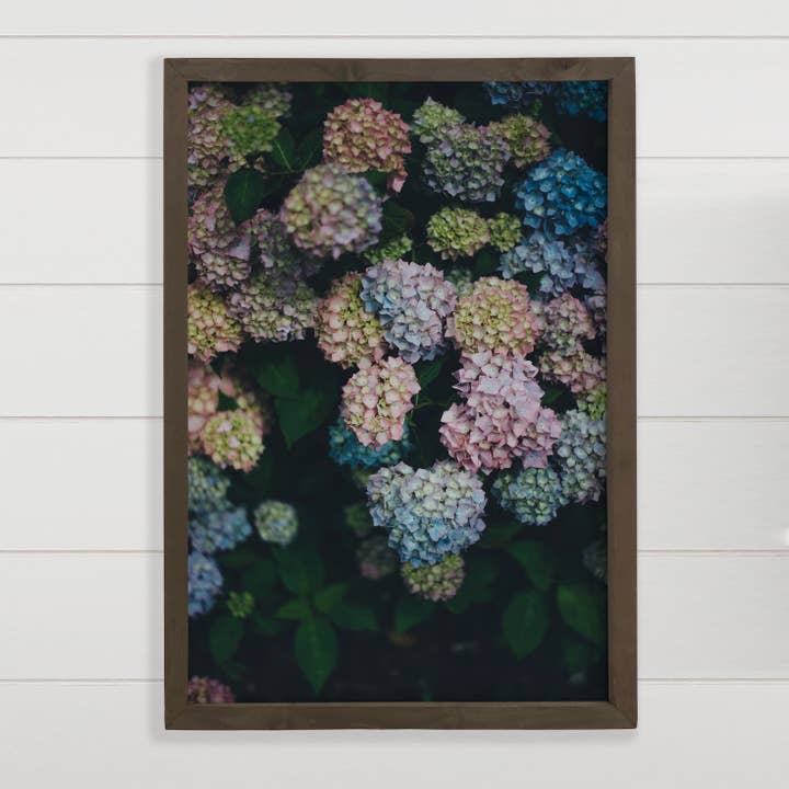 Midnight Hydrangeas Wall Art - Floral Photograph - Framed for wholesale by Hangout Home