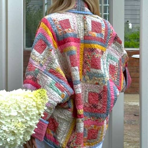 Colored Colour-Blocked Plaid Loose Quilted Jacket for wholesale on Faire