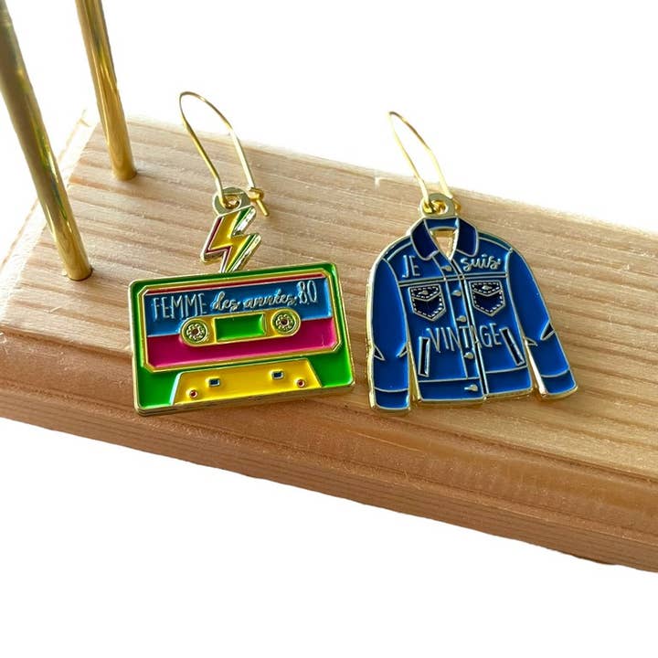 80s women's earrings I am vintage for wholesale by Madame la mouette