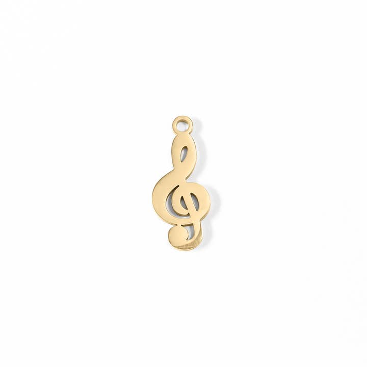 WJW - Wholesale Individual Charm/Pendant - 18K Gold PVD Stainless Steel Treble Clef Music Charm / PDL0077