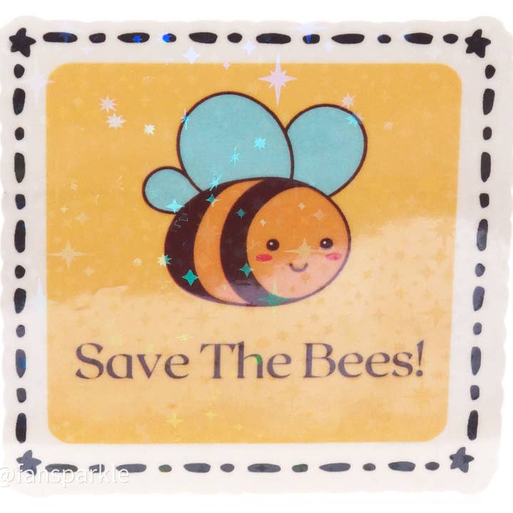 Save The Bees Sticker for wholesale by Fan Sparkle