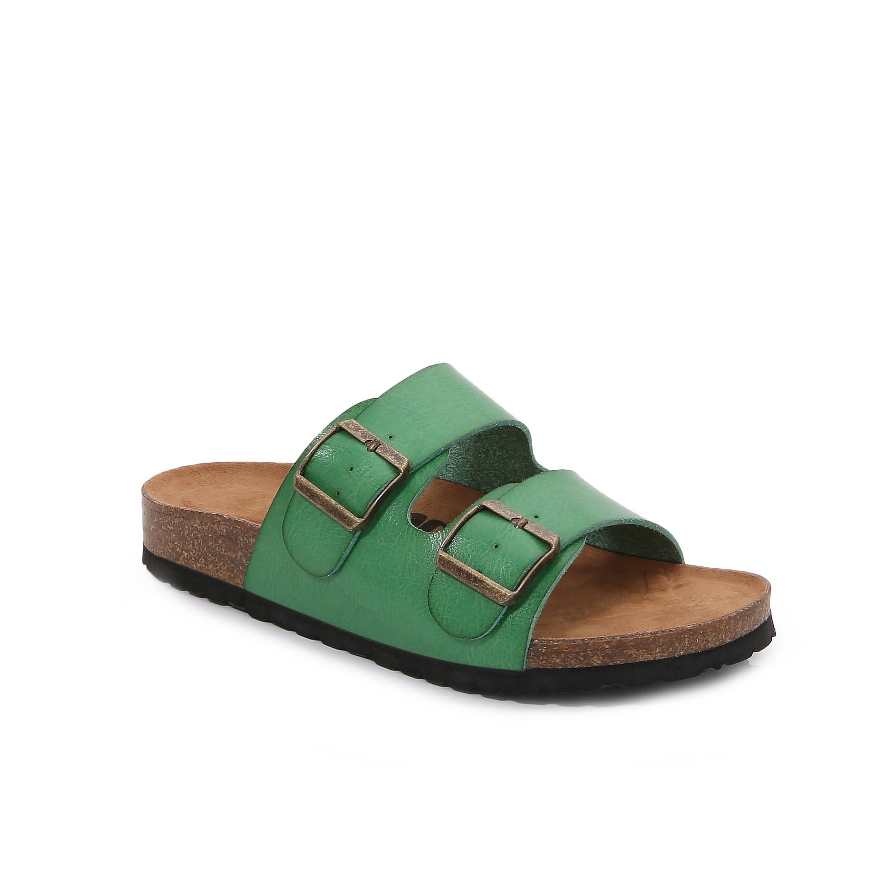 Shop Lev - Wholesale Sandaal - Dames - Sandalen met dubbele kunstleren riem en haak van zacht kurk8