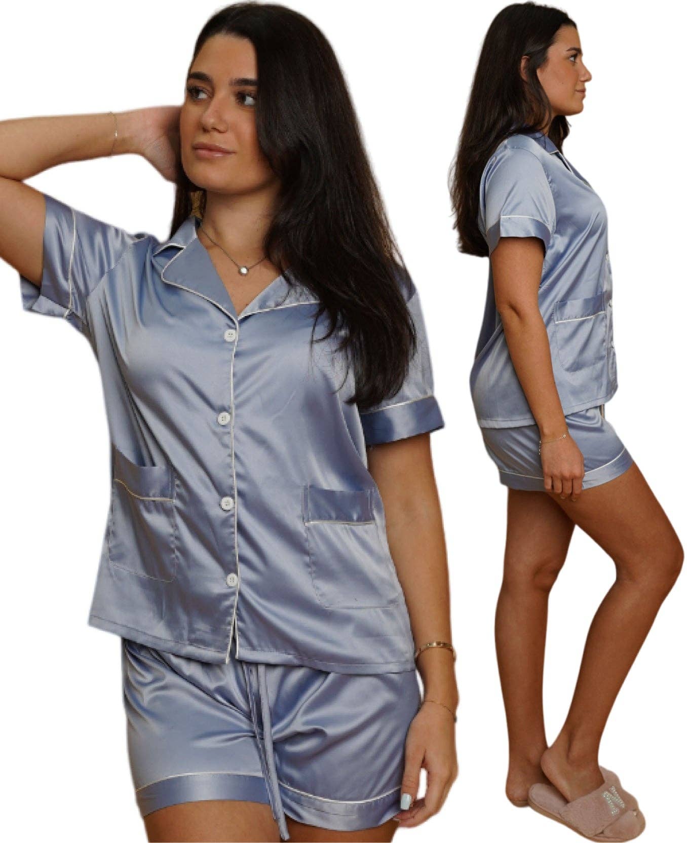 Taniri - Wholesale Sleepwear Set - Women's - ASHLEY SHORT MATTE SATIN PAJAMAS25