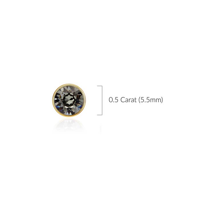 My Jewellery Story - Wholesale Stud/Post Earrings - Signature Stud 0.5 Carat Black DiamondGold Plated1