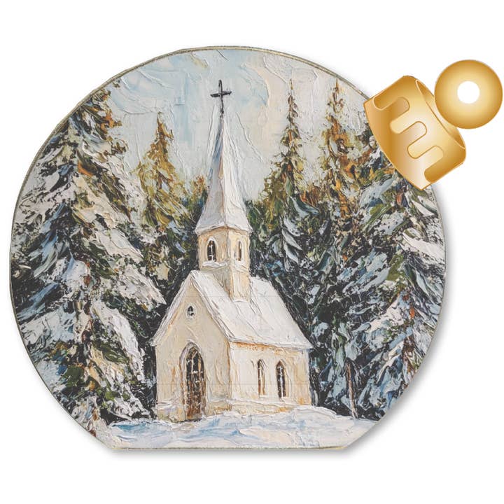 Jarmz Designs - Wholesale Decorative Tabletop Object - ORNAMENT DECORATIVE TABLETOP SITTER- CHURCH WOODS OIL PAINT