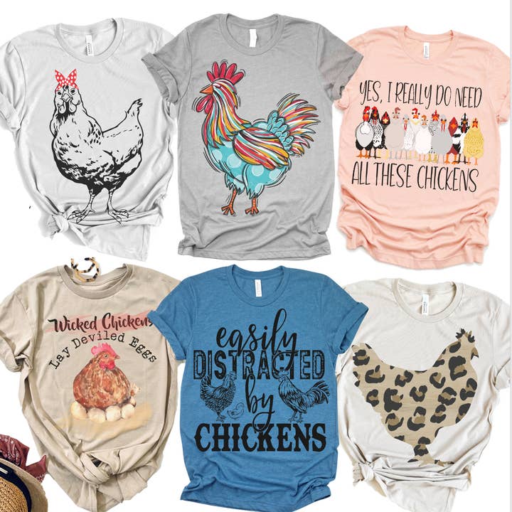 Chicken Family Farm Animal Country Stand Market Graphic Tee and other Purchase Wholesale chicken overalls. Free Returns & Net 60 Terms on Faire trending on Faire.