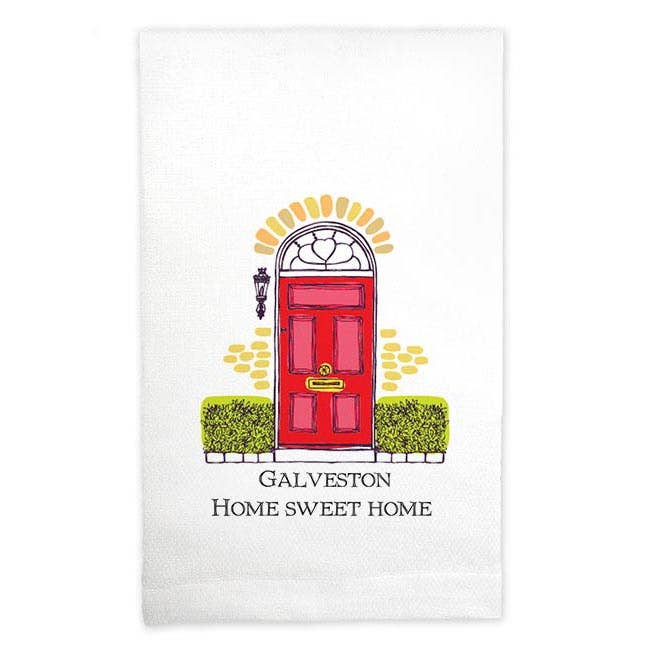 Mariasch Studios - Wholesale Tea Towel - Kitchen Towel - Red Door: Home sweet home (name drop)1