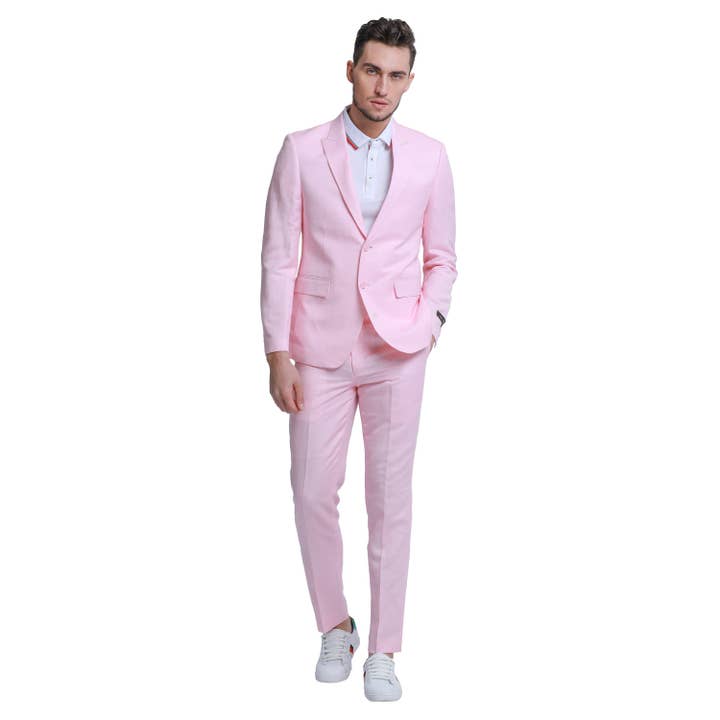 Mens Suits,Peak Lapel 2PC- Set, Pink for wholesale by Suits America