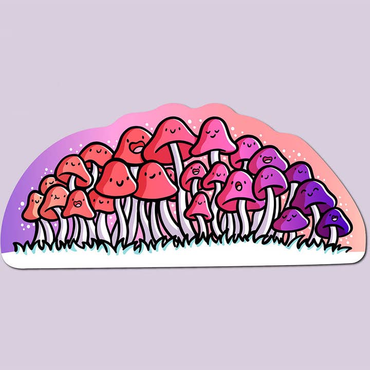 Mushroom Group Vinyl Sticker for wholesale by Shop Emily M