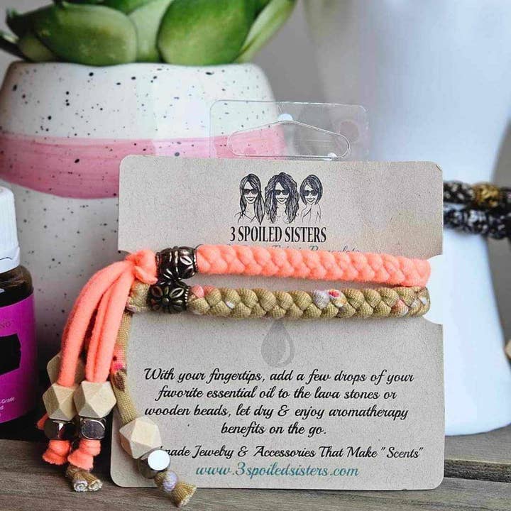 3 Spoiled Sisters - Wholesale Aromatherapy Bracelet - Aromatherapy fabric Bracelet sets (variety pack of 10)