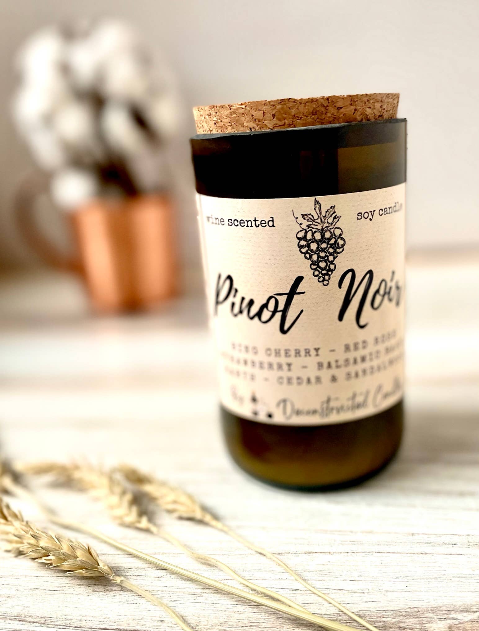 deconstructed candles – Engroshandel Glaslys – Vinflaskelys Korktop duftende af Wine Expert Soy Wax22