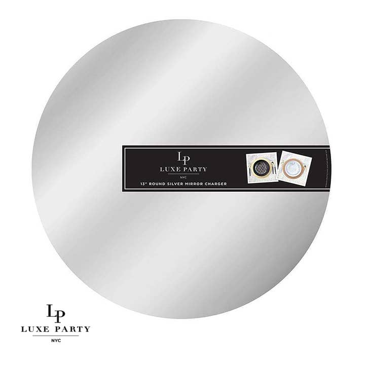 Luxe Party - Wholesale Charger Plate - 13" Silver Round Light Weight Mirror Charger Plate | 1 Charg
