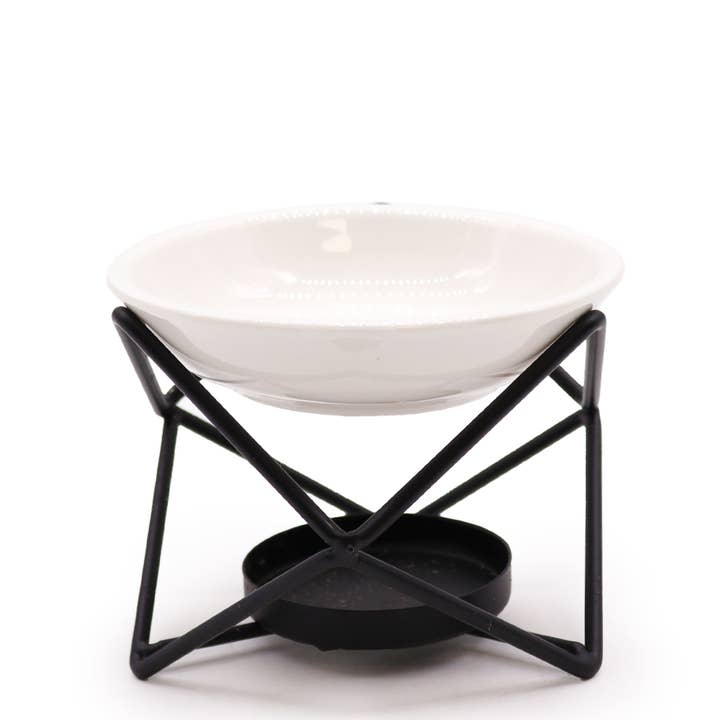 Ancient Wisdom – wholesale Oil warmer – Ceramic & Metal Hex Stand0