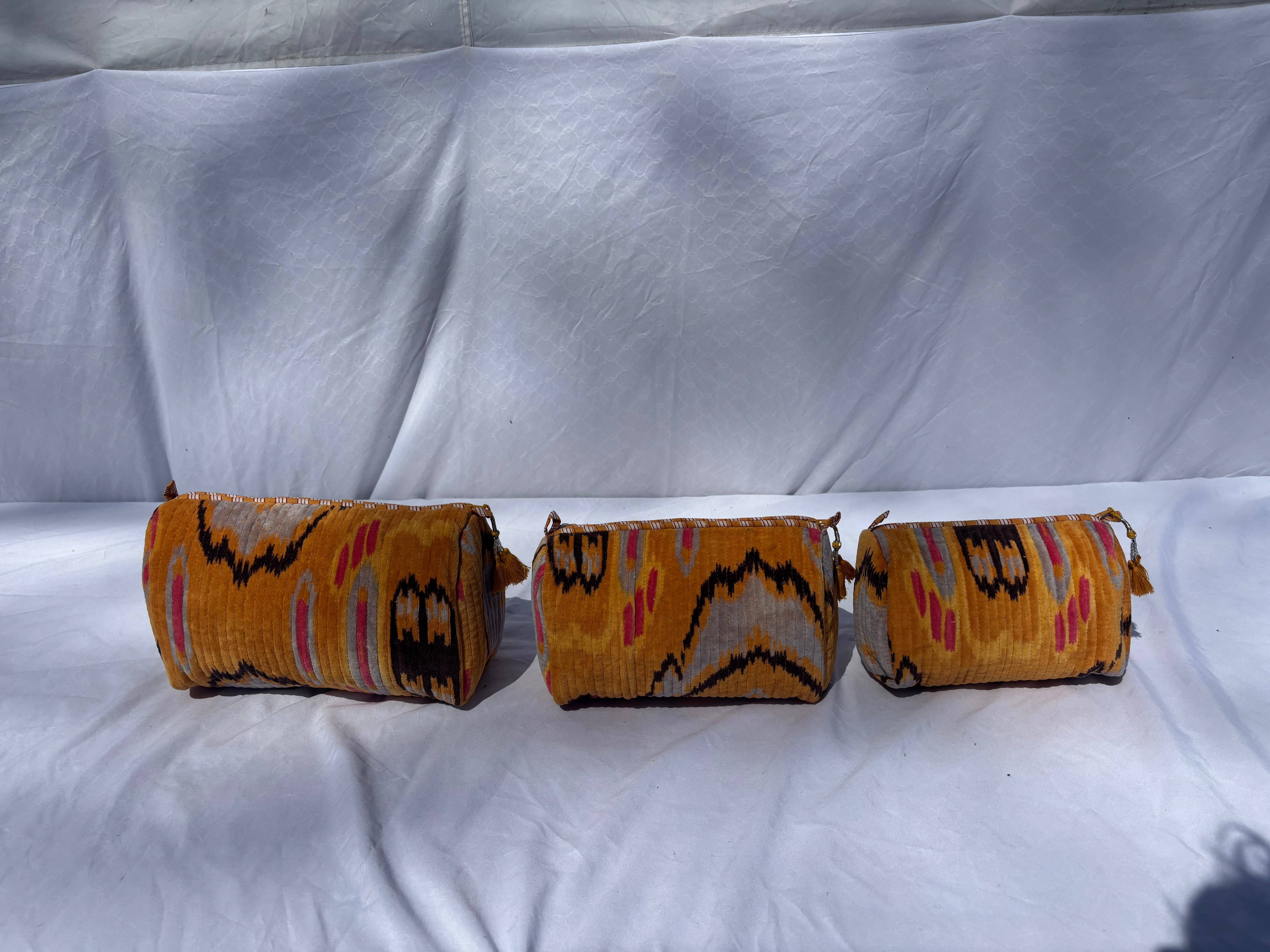 Tibet Handicrafts LLC - Wholesale Travel Set - Orange Velvet 3 Piece Travel Set12