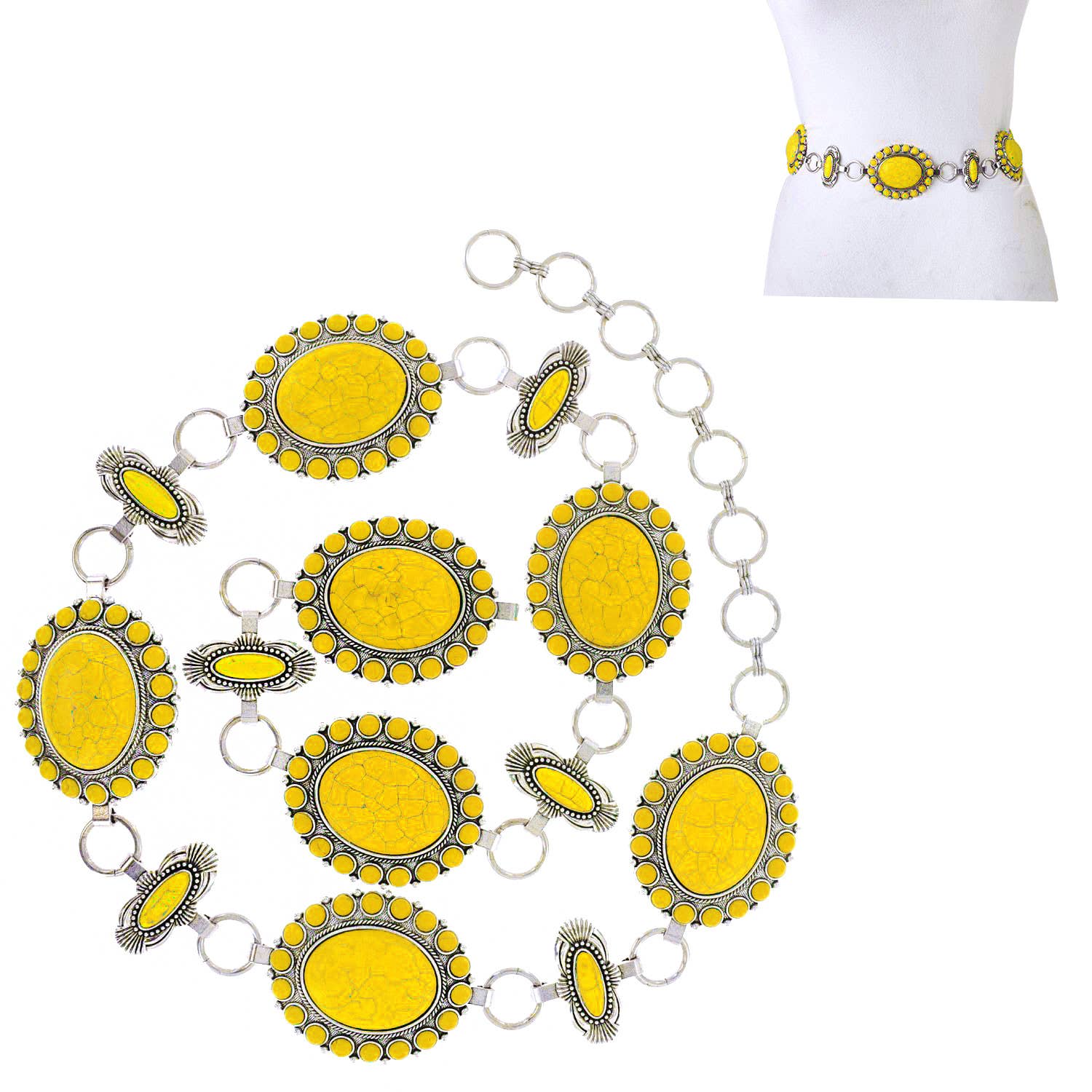 SP Sophia Collection - Wholesale Belt - Women's - Western Style Semi Stone Concho Chain Link Belt0