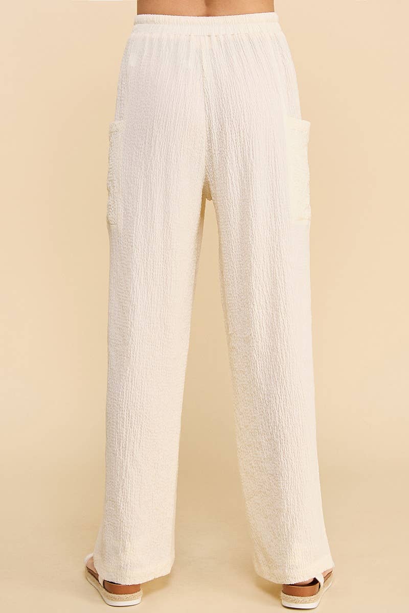 Allie Rose - Wholesale Pants - Women&#x27;s - Drawstring Seersucker Lounge Pants2