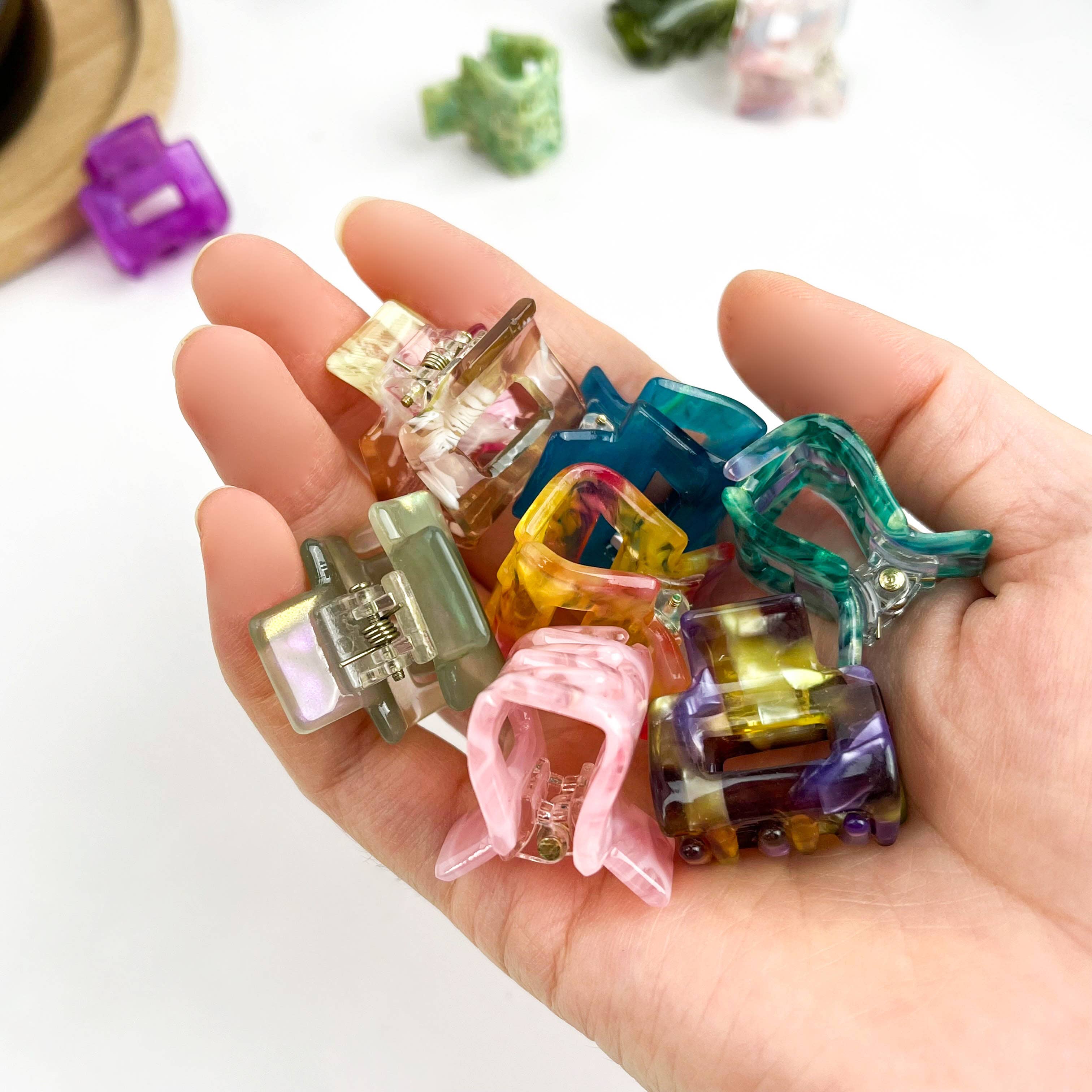 TheDivaSoap - Wholesale Hair Clip - Women's - 0.98'' Acetate Colorful Mini Square Hair Claw Clip16