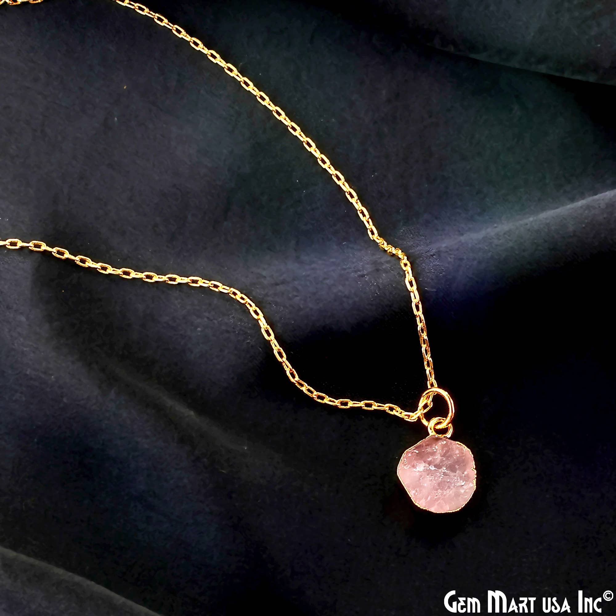 GemMartUSA - Wholesale Pendant/Charm Necklace - Rough Gemstone 16x10mm Gold Electroplated Single Bail Charm35