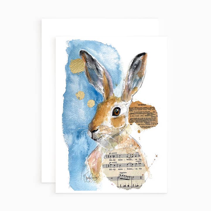 Bunny Mixed Media - Greeting Card - Notecard for wholesale by Teresa Sheeley Studios