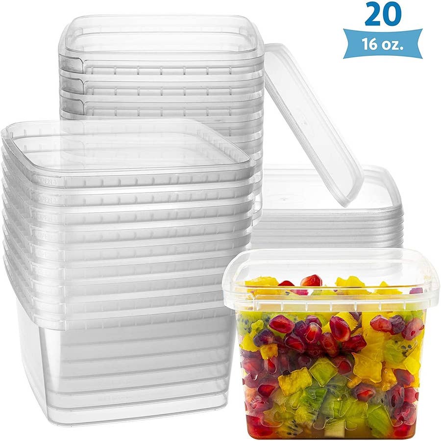 30 PACK] 64oz Rectangular Oblong Plastic Reusable Storage Containers with  Snap On Lids - Airtight Stackable Reusable Plastic Food Storage,  Leak-Proof, Meal Prep, Lunch, Togo, BPA-Free 