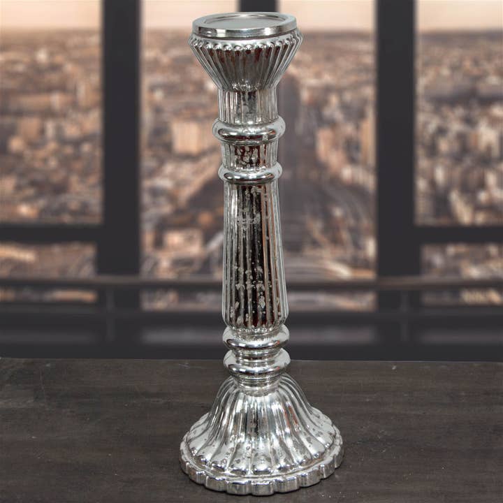 lysestage. Glas Kolonne optik. dekoration for engroshandel hos Antikas