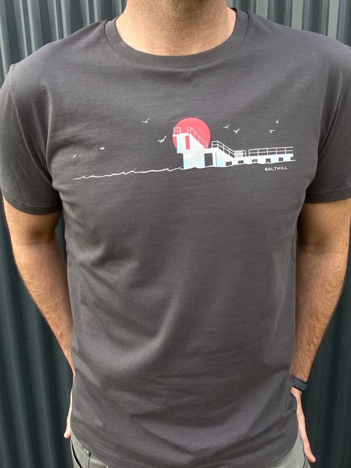ANTHRACITE Blackrock Diving tower (Salthill) - Organic Cotton t-shirt for wholesale on Faire1