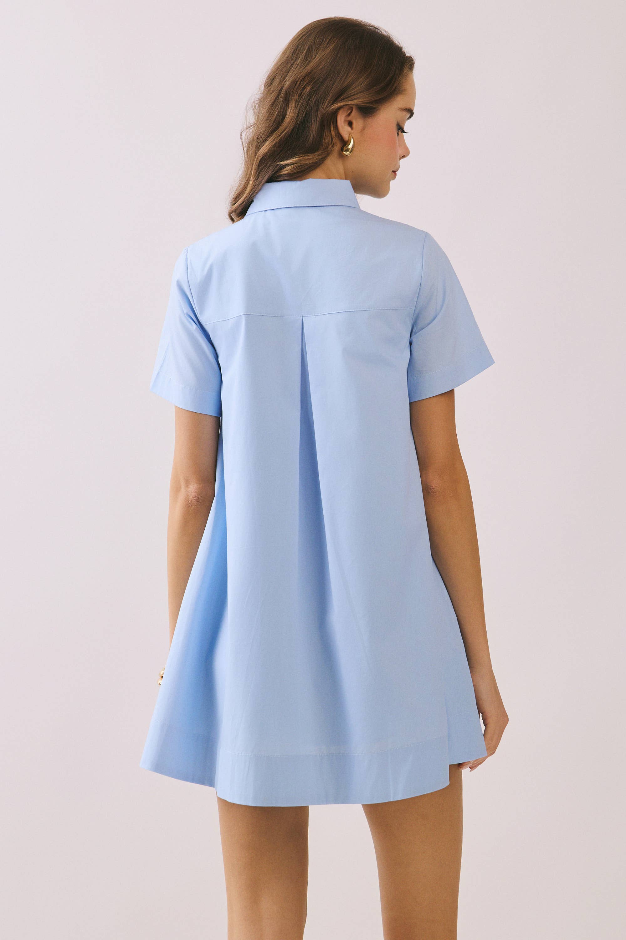 TCEC - Wholesale Dress - Women's - CD05723-Button Down Bold Contrast Stitching Shirt Dress2
