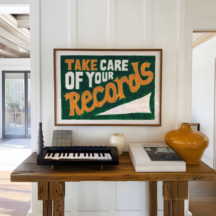 Lune Club – wholesale Art print – Take Care Of Your Records Hand Painted Print1
