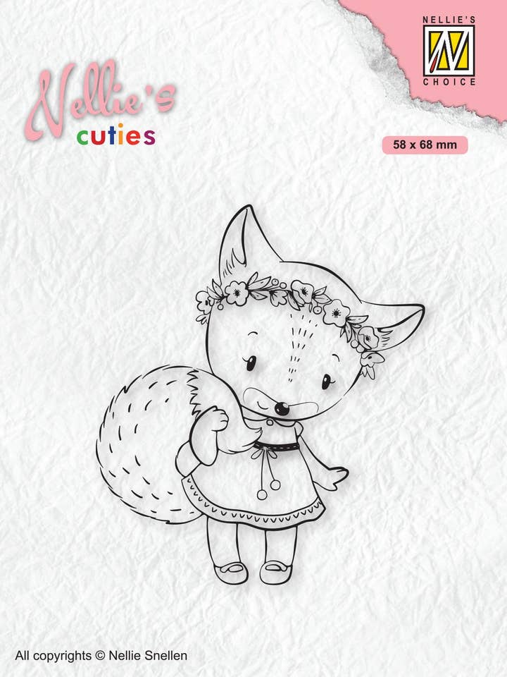 Nellie's Choice Clear Stamp Christmas Cuties Foxy Christmas Lady for wholesale by Ecstasy Crafts Distributing